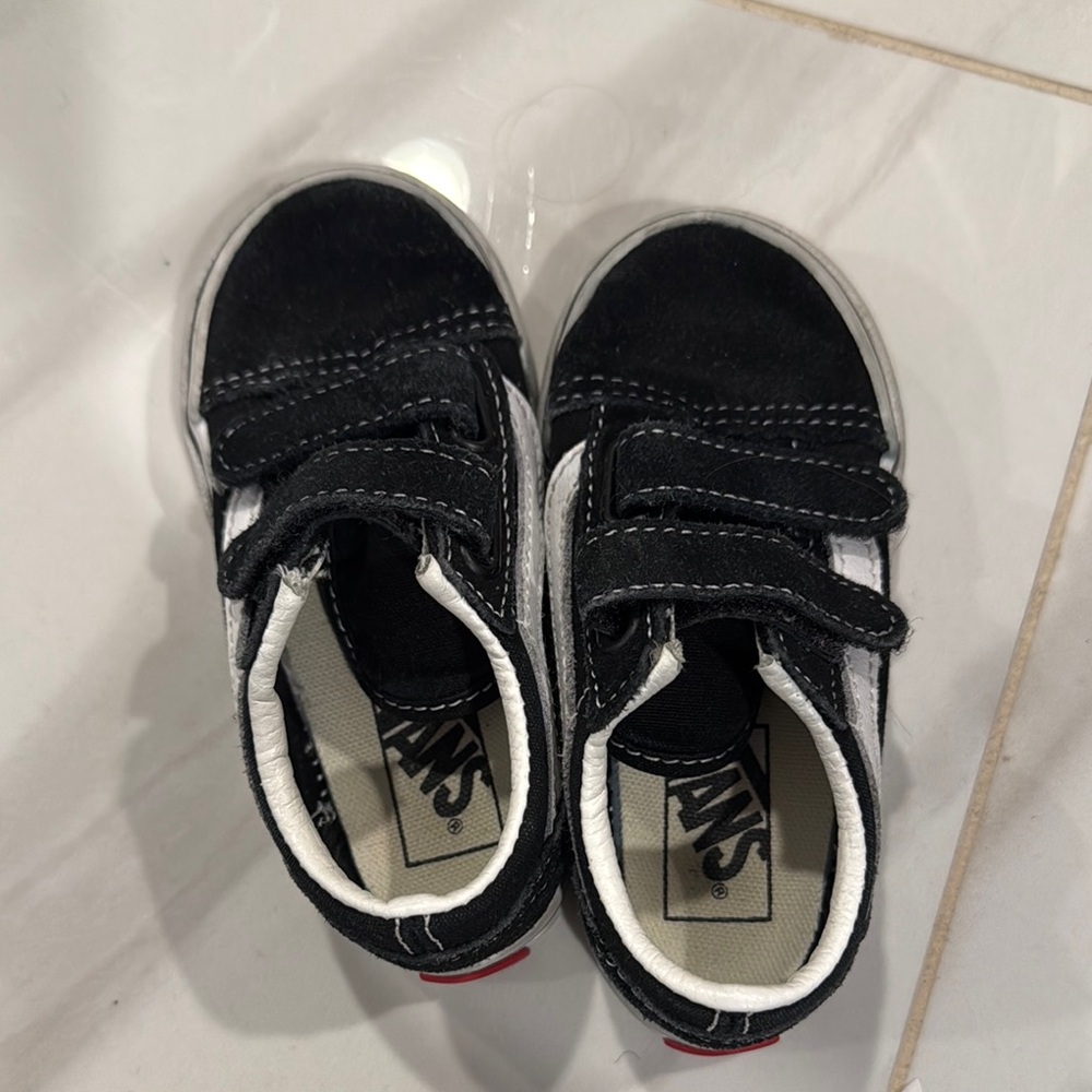 Vans Black and White Toddler Shoes